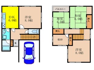 茨木市東太田４丁目賃貸一戸建の物件間取画像